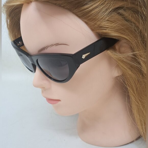 rag & bone Sunglasses Black Smoke Gray Cat-Eye Polarized RNB1062/S 54-20-140 - Picture 2 of 16